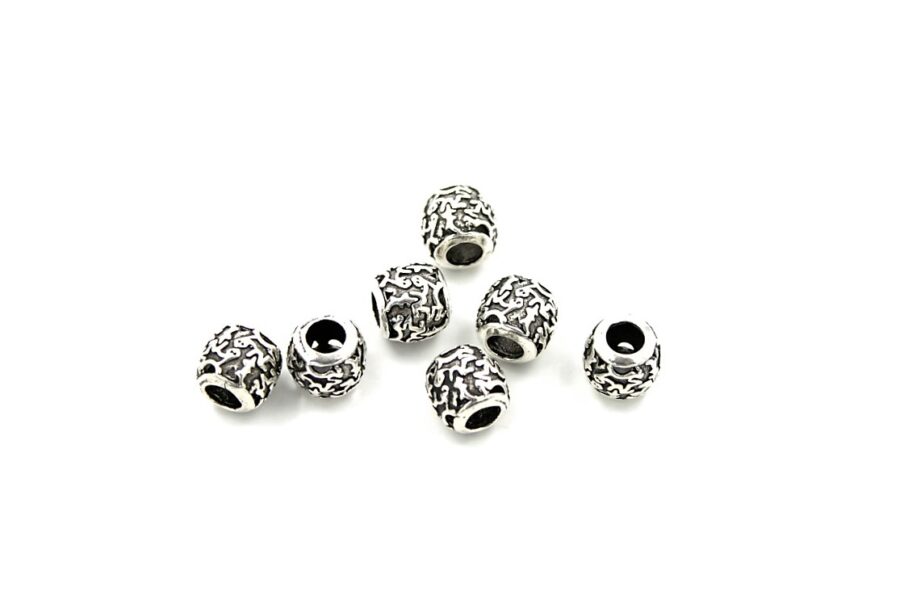 Argento distanziatori barilotto 10x9mm