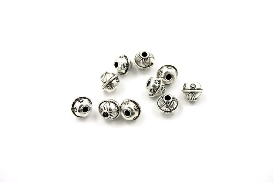 Argento distanziatori fantasia 10x8mm