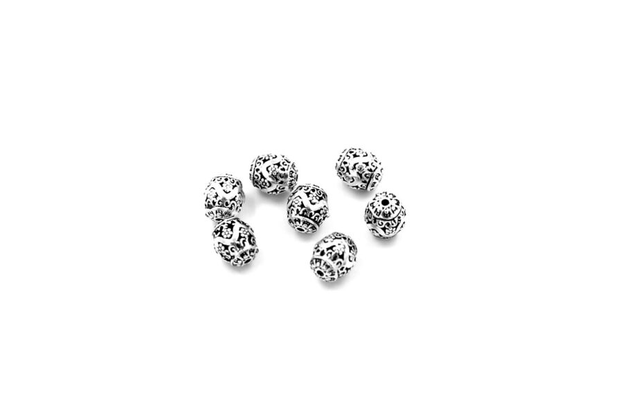 Argento distanziatori barilotto 10x8mm