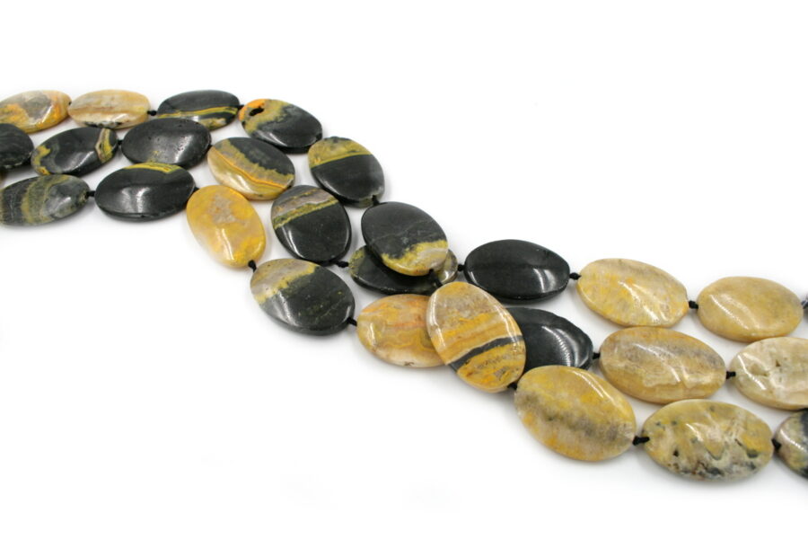 Bumblebee Jasper fili flat oval 35x21mm UP
