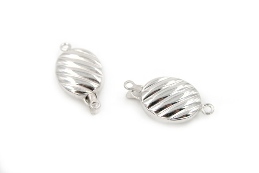 Argento chiusura ovale 18x15mm rigata RH +/-2.6Gr