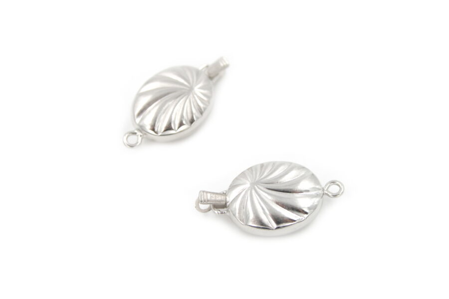 Argento chiusura ovale 18x15mm rigata RH +/-2.7Gr