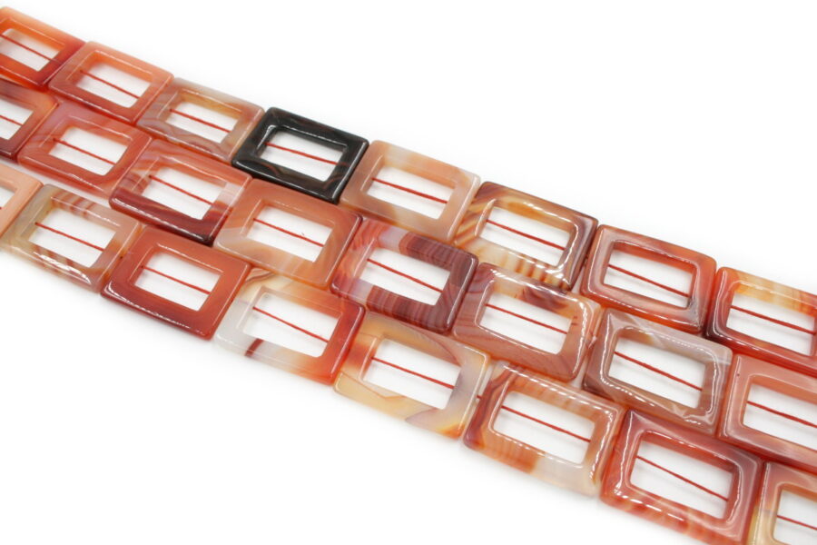 Agata rossa fili cornici rettangolari 33x24mm