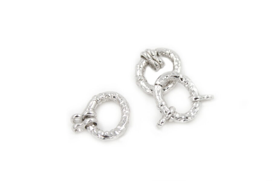 Argento 925‰ chiusura a scatto ovale martellata 20x17mm