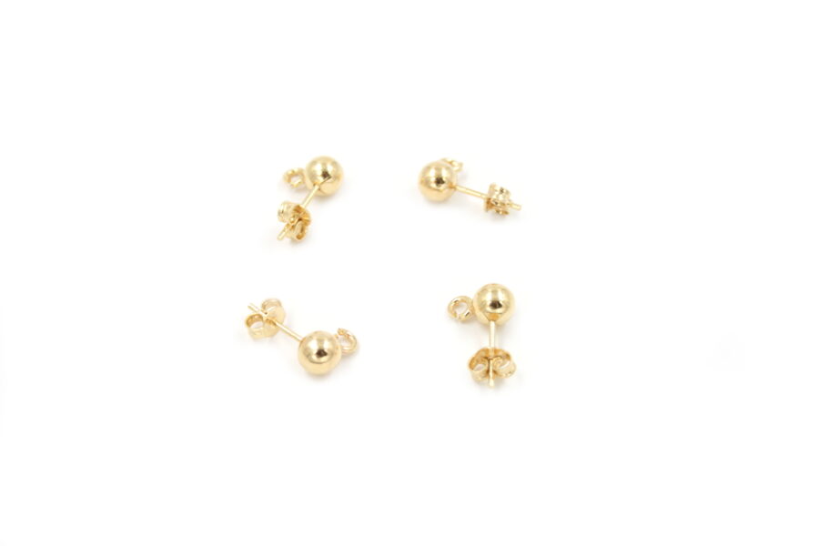 Argento 925‰ orecchini presione pallino 6mm Dorati