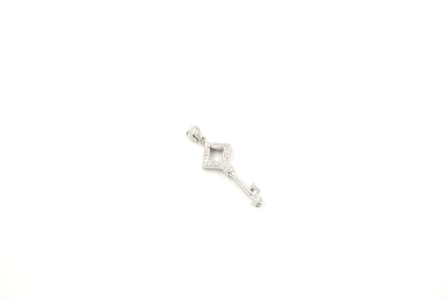 Argento pendente chiave con zirconi ( Rombo) - immagine 2