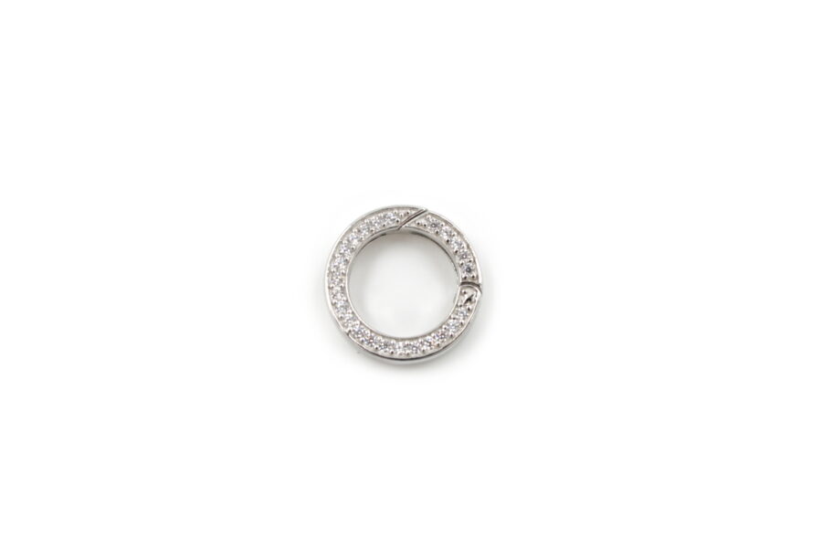 Argento chiusura Anello tondo con zirconi 21mm RH +/- 4.4Gr.