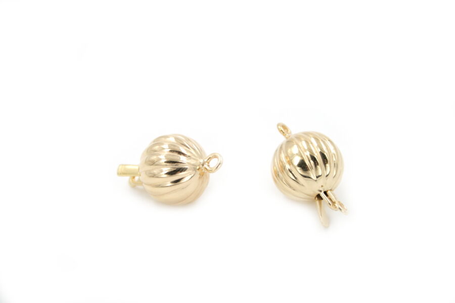 Argento chiusura sfera 14mm rigata Dorato +/-2.6Gr
