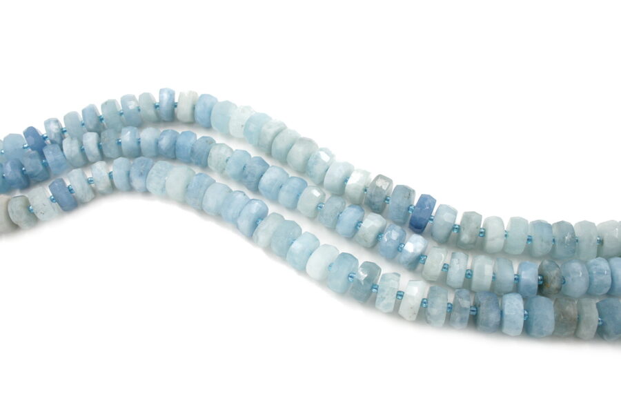 Acquamarina fili rondelle sfaccettate 12x6mm