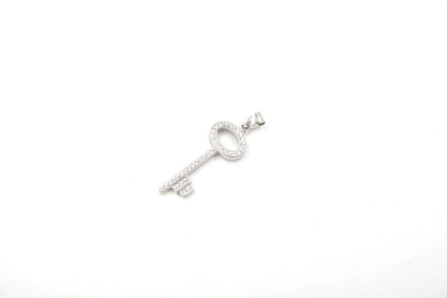 Argento pendente chiave con zirconi (Ovale) - immagine 2