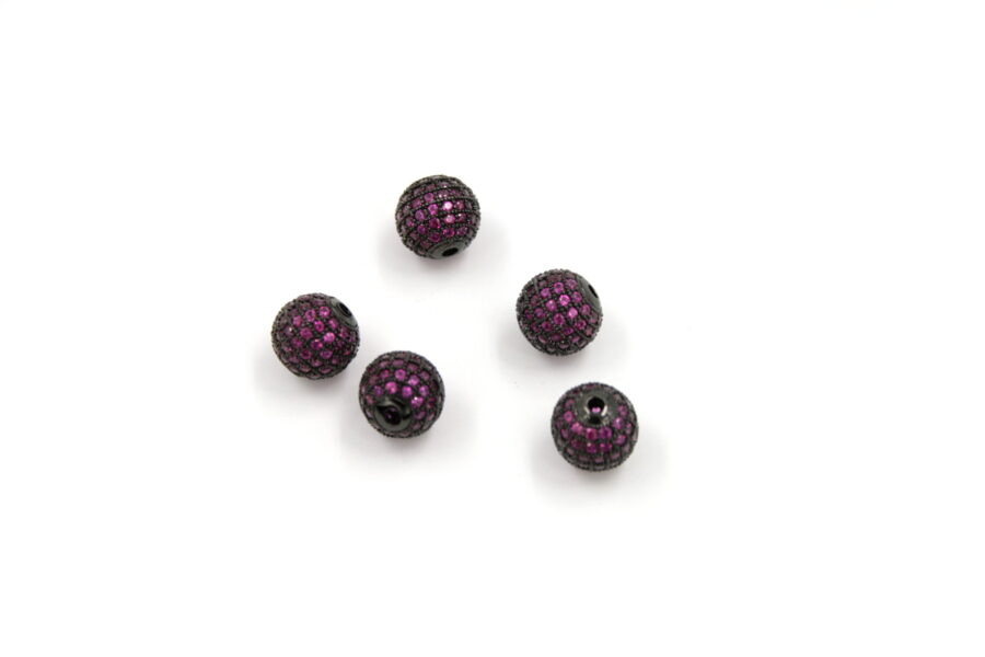 Sfere in ottone pave' di zirconi 8mm (viola)