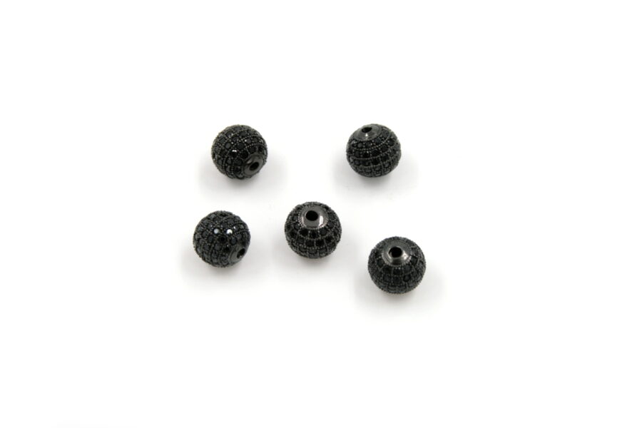 Sfere in ottone pave' di zirconi 10mm (nero)