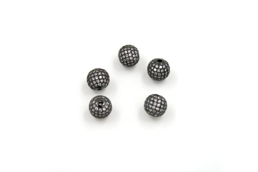 Sfere in ottone pave' di zirconi 10mm (bianchi)