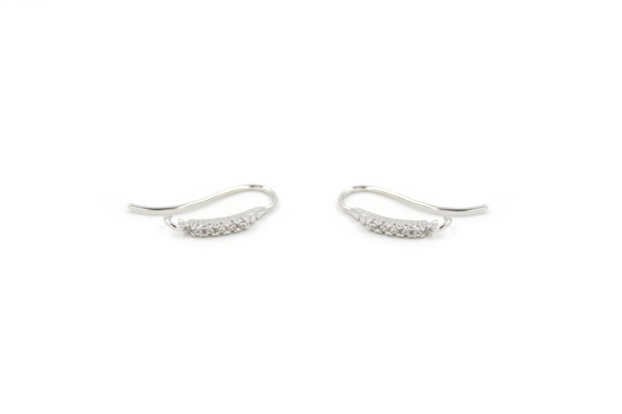 Argento 925‰ orecchini gancio con zirconi rodiato