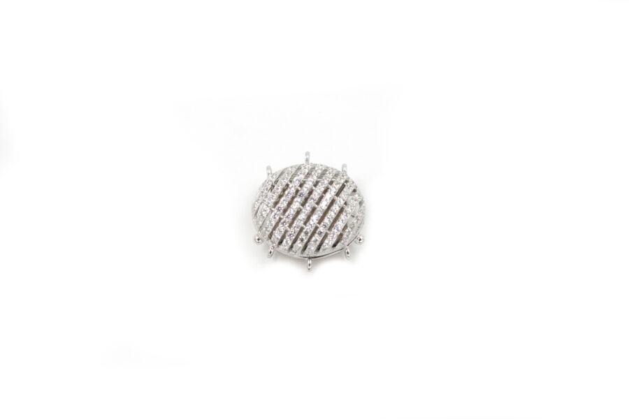 Argento chiusura ovale con zirconi a 3 fili 18x15mm +/-5.4gr.