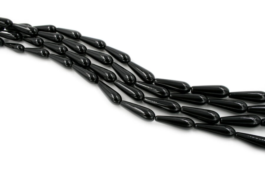 Agata nera fili drop 30x10mm Foro Passante
