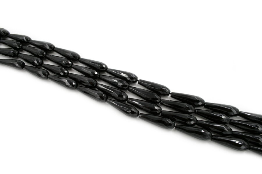 Agata nera fili drop sfaccettati 30x10mm