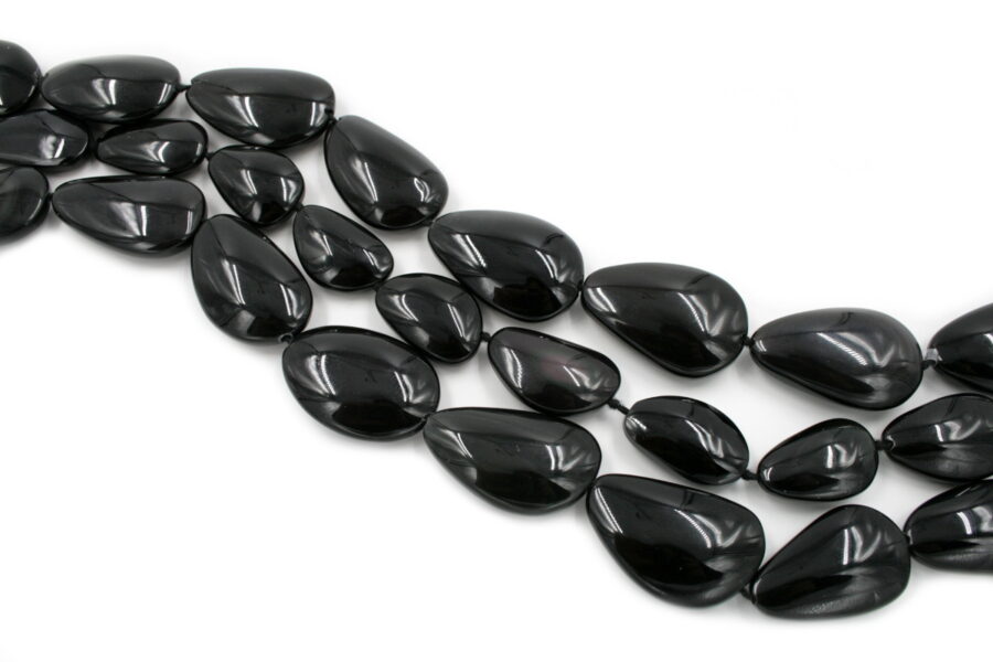 Ossidiana fili flat oval misure varie (35x25mm+/-)