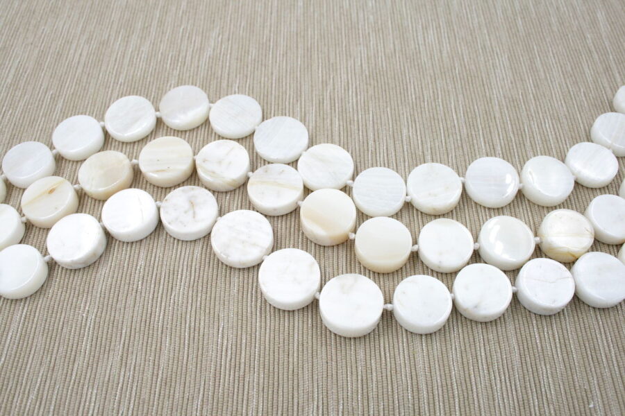 White Shell Fossile fili monete 20mm