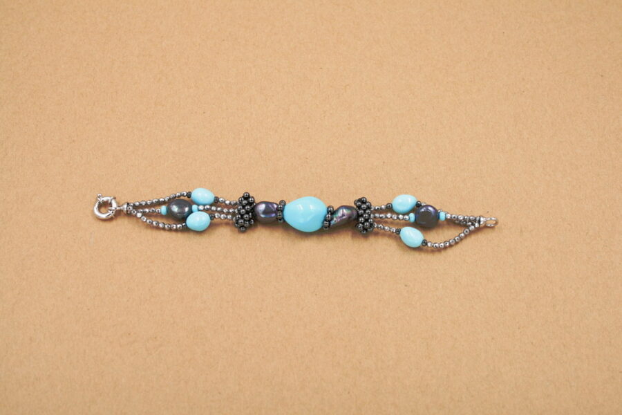Bracciale Ematite Silver, Perle e Pasta di Turchese con chiusura in argento 925‰ - immagine 3
