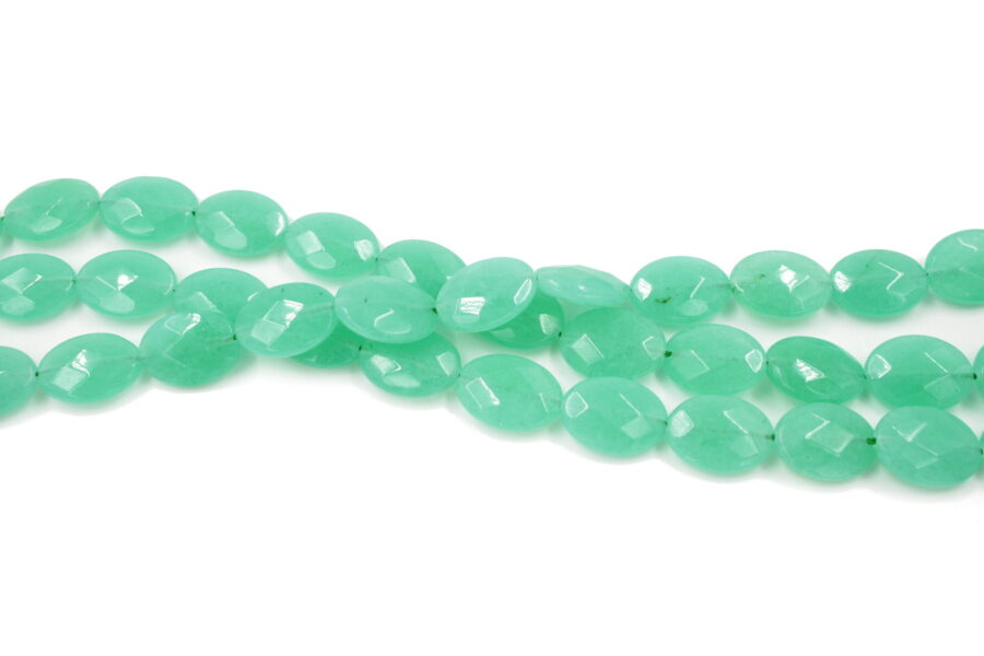 Green sponge quartz fili flat oval sfaccettati 18x13mm