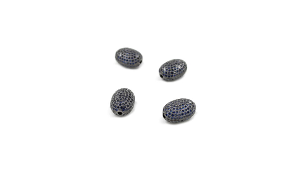 Ovali in ottone pave'zirconati 10x7mm (Blu)