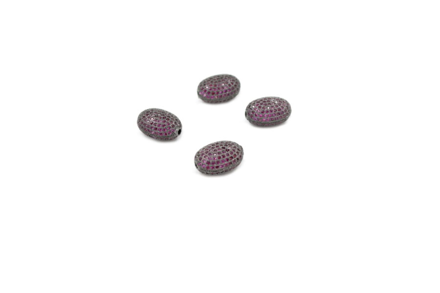 Ovali in ottone pave'zirconati 14x10mm (Viola)