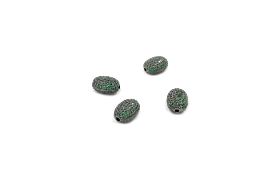 Ovali in ottone pave'zirconati 14x10mm (Verde)