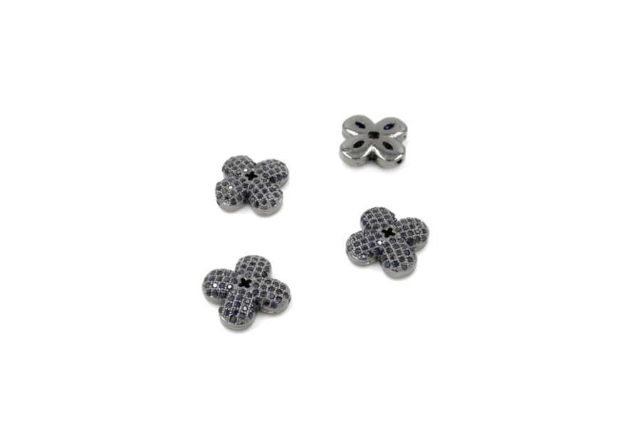 Fiore in ottone pave'zirconato 16mm (Blu)
