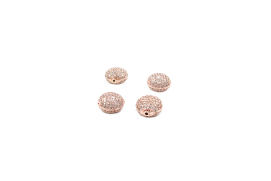 Monete pavè rosè zirconate 15mm (Bianco)