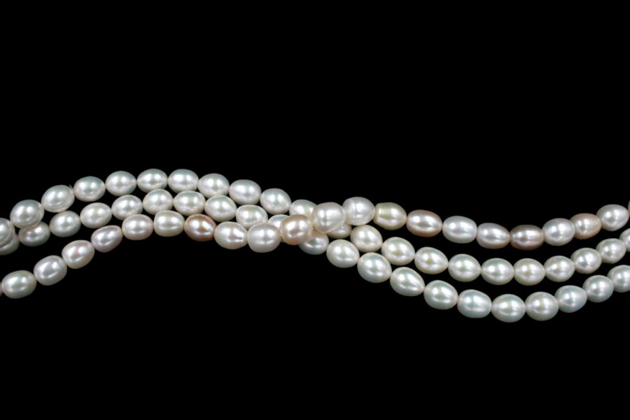 Perle d'acqua Dolce fili "riso"10½-11½mm - Bianco e Color Naturale - immagine 2