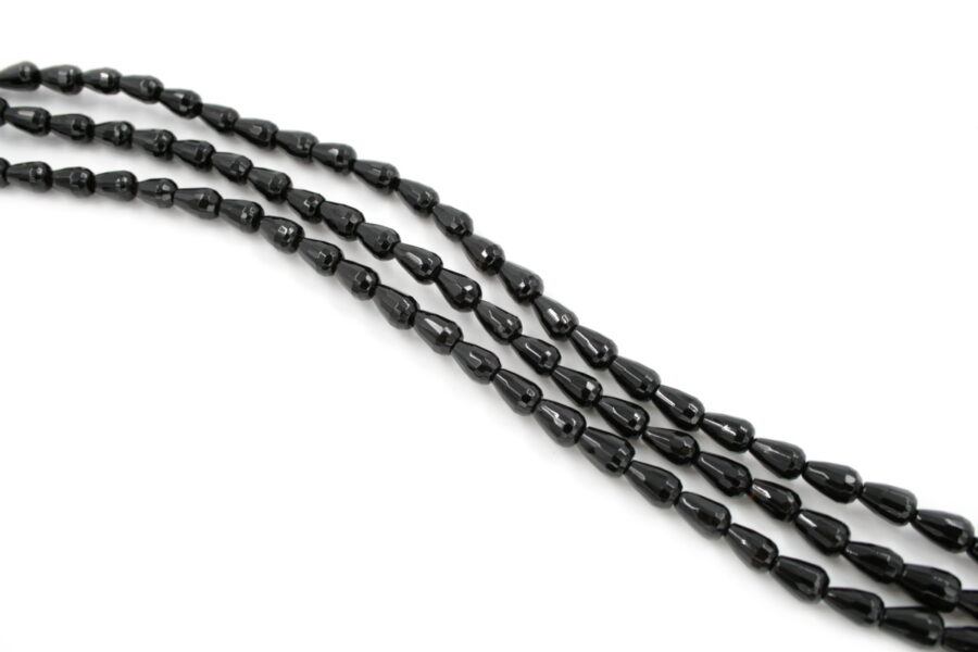 Agata nera fili drop sfaccettati 9x6mm - Foro Passante