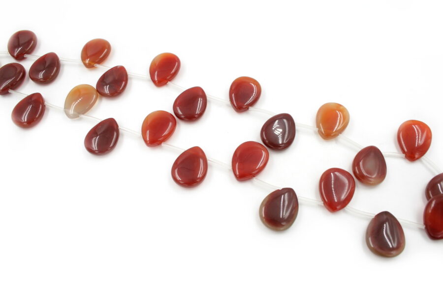 Agata rossa fili flat drop 26x20mm - Foro Laterale
