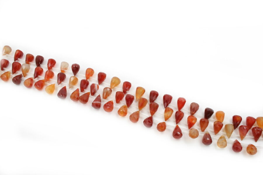 Agata rossa fili drop sfaccettati 12x8mm - Foro Laterale