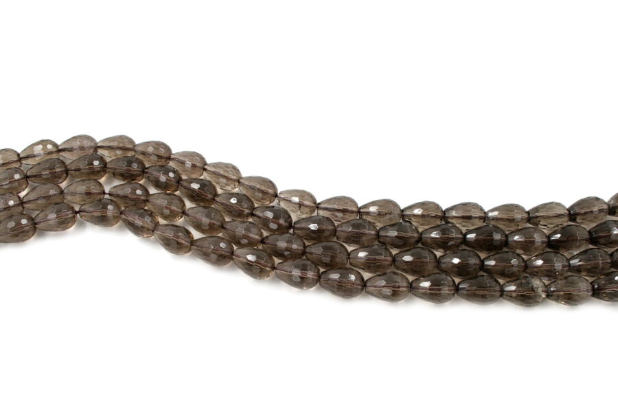 Quarzo fumè fili drop sfaccettati 12x8mm - Foro Passante