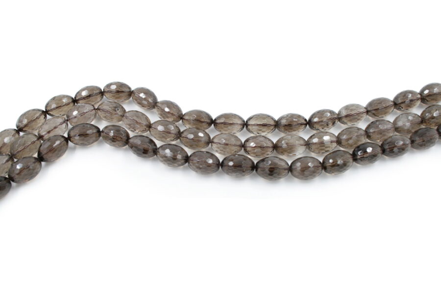 Quarzo fumè fili olive sfaccettate 16x12mm
