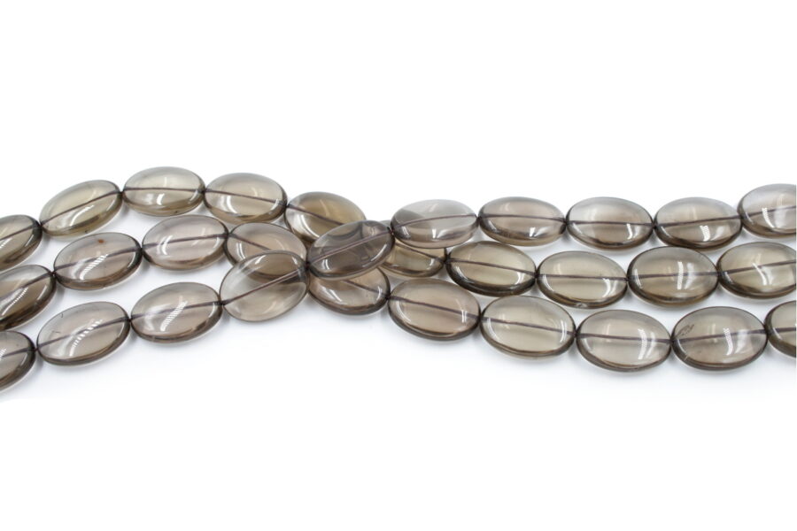 Quarzo fumè fili flat oval 25x18mm