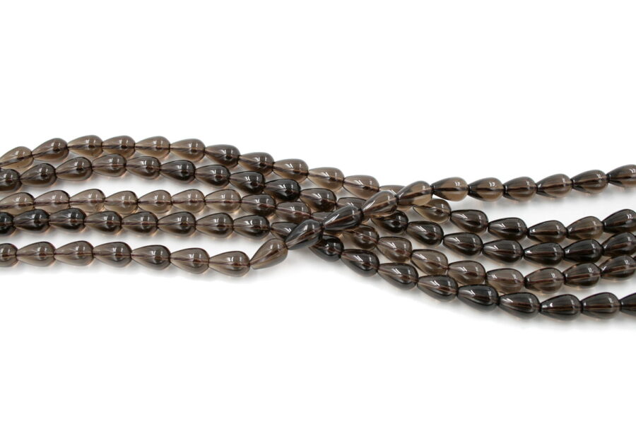 Quarzo fumè fili drop 12x8mm - Foro Passante