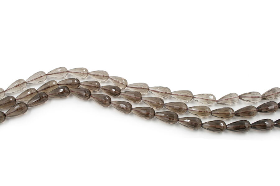 Quarzo fumè fili drop sfaccettati 20x10mm