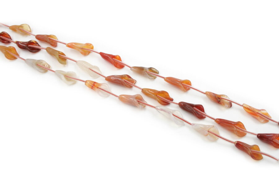 Agata rossa fili tulipani 22/26x10mm - Multicolor