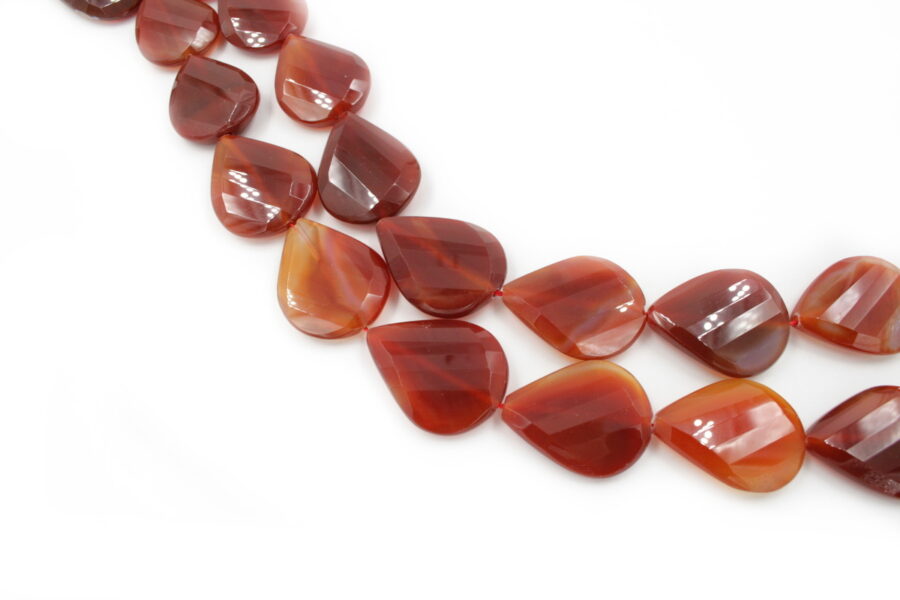 Agata rossa fili flat drop sfaccettati 40x30mm - Twist