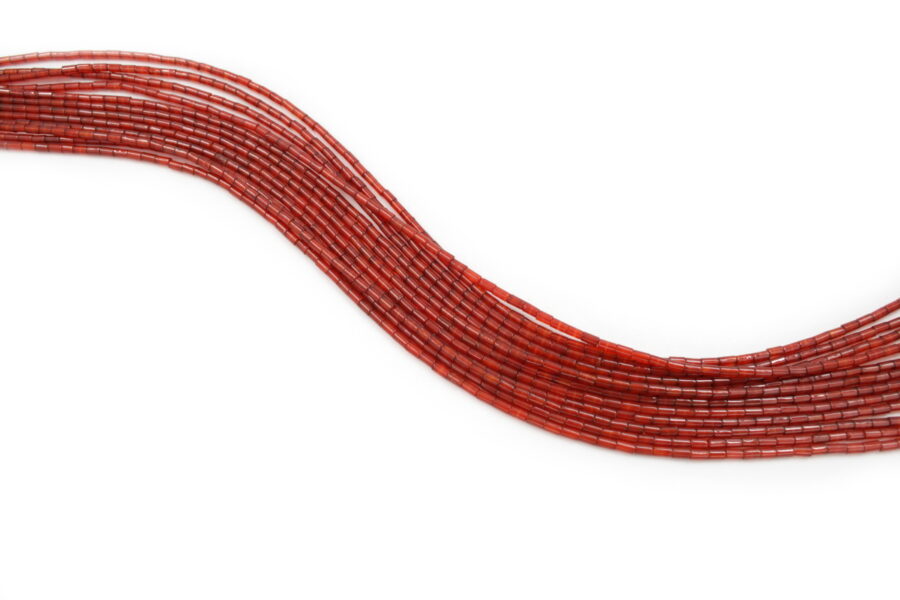 Agata rossa fili cilindri 4x2mm
