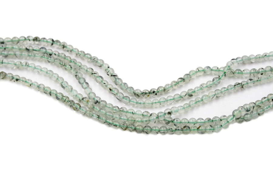 Quarzo verde tormalinato fili round 4mm