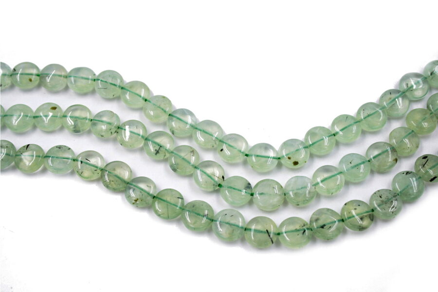 Quarzo verde tormalinato fili monete 10mm