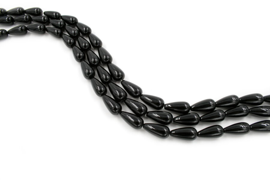 Agata nera fili drop 20x10mm - Foro Passante