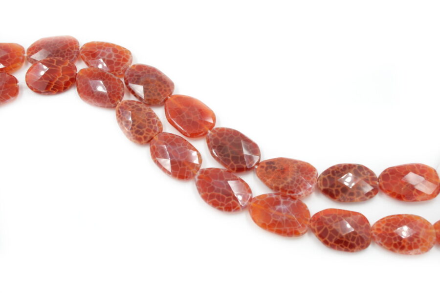 fire agate fili sassi flat sfaccettati 30x20mm