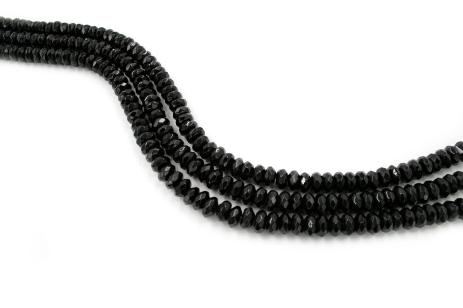 Agata nera fili rondelle sfaccettate 10x5mm