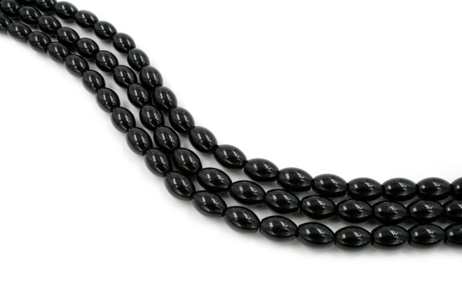 Agata nera fili olive 14x10mm