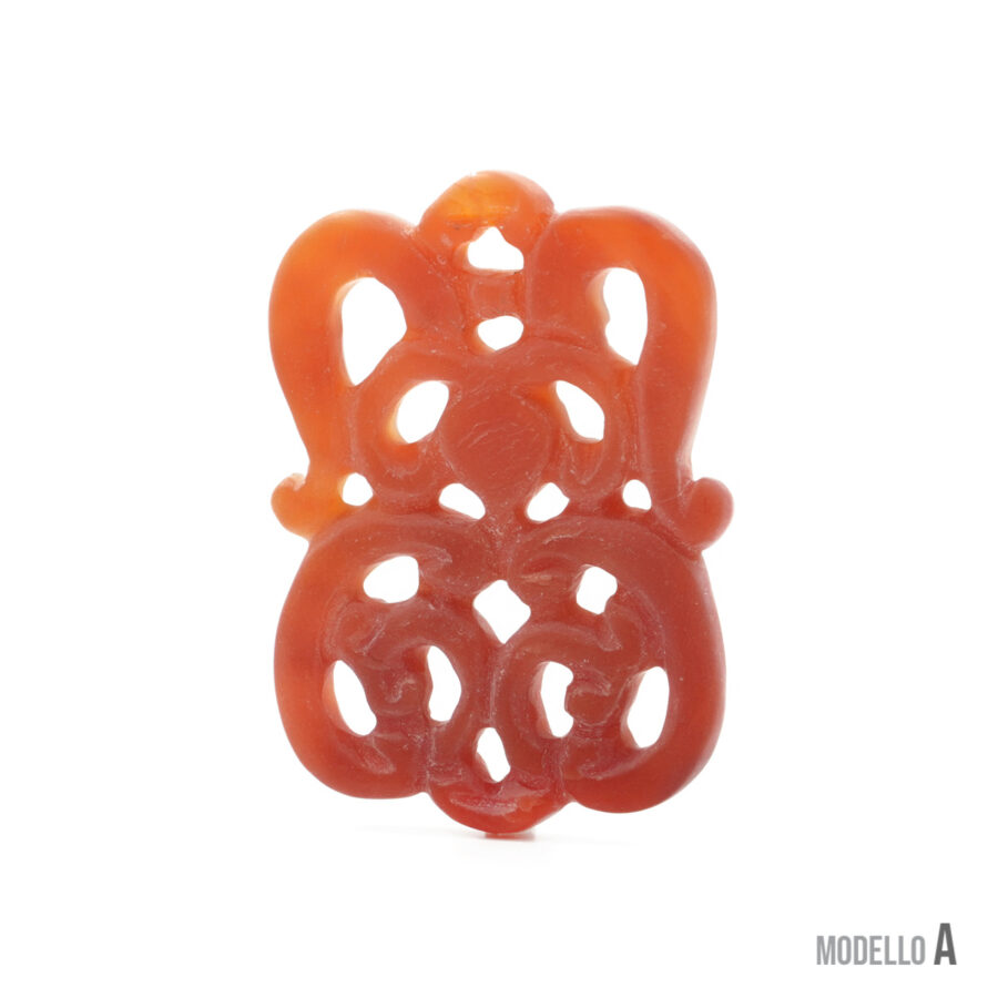 Piastra traforata satinata in agata rossa 48x36mm