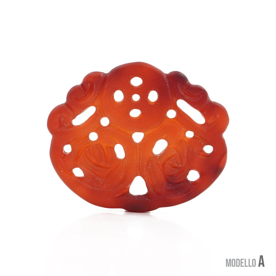 Piastra traforata satinata in agata rossa ~58x45mm